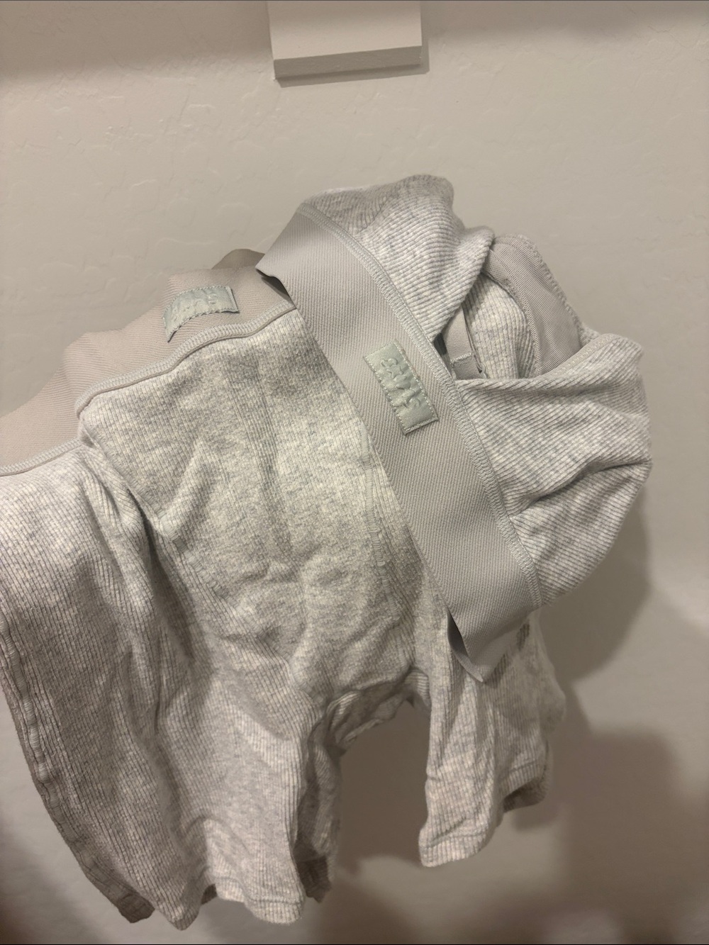 SKIMS Light Gray Ribbed Cotton Underwear Set